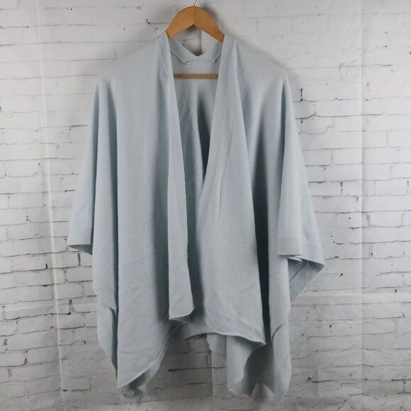 LIGHT BLUE CASHMERE BLEND PONCHO CAPE FITS MEDIUM - LARGE - Picture 1 of 3